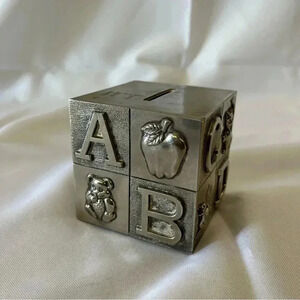 Vintage Silver Plater Alphabet Coin Bank